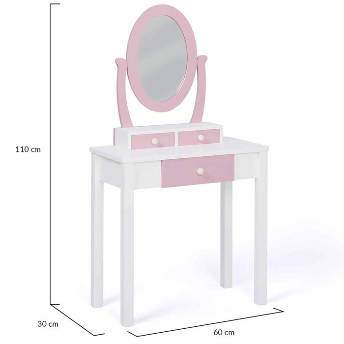 IDMarket - Tavolino da toilette per bambini BETTANY con specchio e sgabello