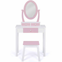 IDMarket - Tavolino da toilette per bambini BETTANY con specchio e sgabello