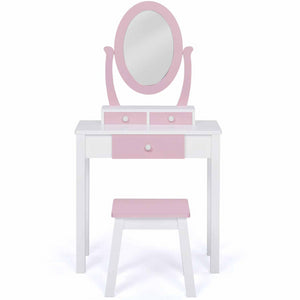 IDMarket - Tavolino da toilette per bambini BETTANY con specchio e sgabello