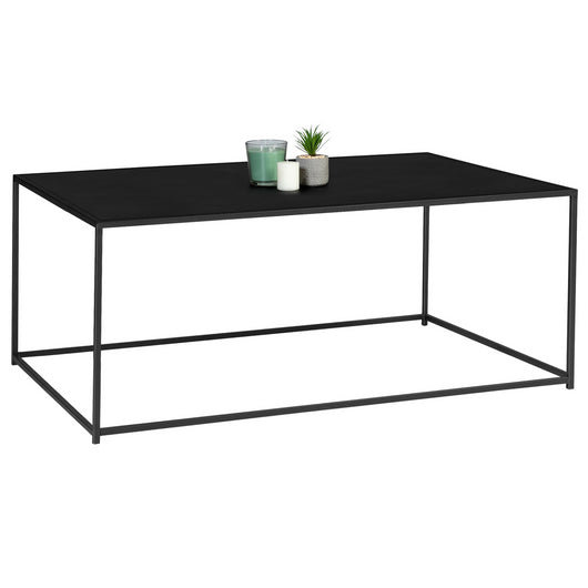 IDMarket - Tavolino DAVIS 113 cm in metallo nero opaco design industriale