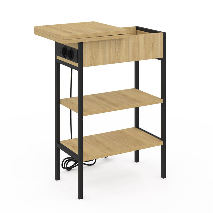 IDMarket - Tavolino DETROIT - comodino con ciabatta - design industriale