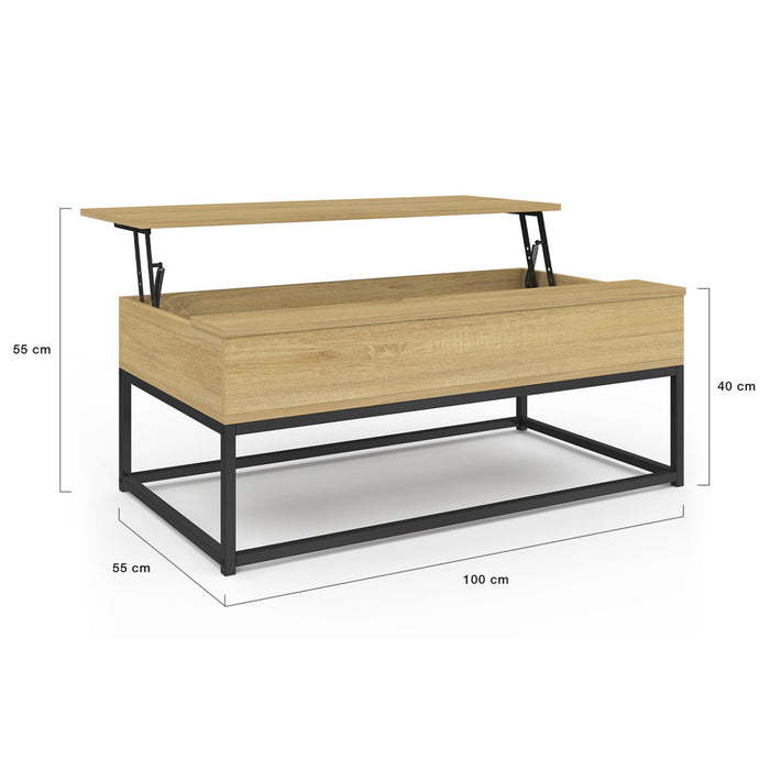 IDMarket - Tavolino DETROIT con piano sollevabile, design industriale