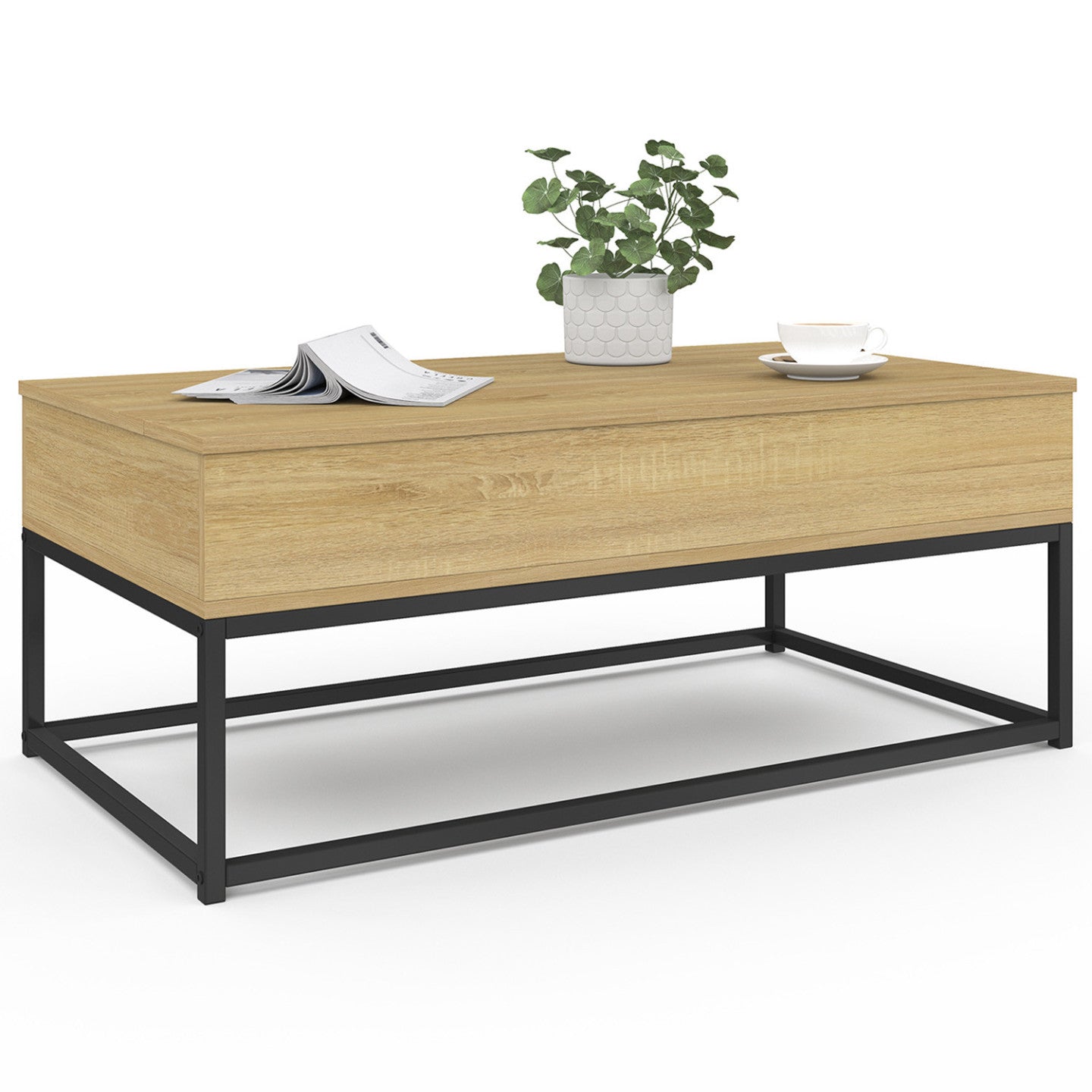 IDMarket - Tavolino DETROIT con piano sollevabile, design industriale