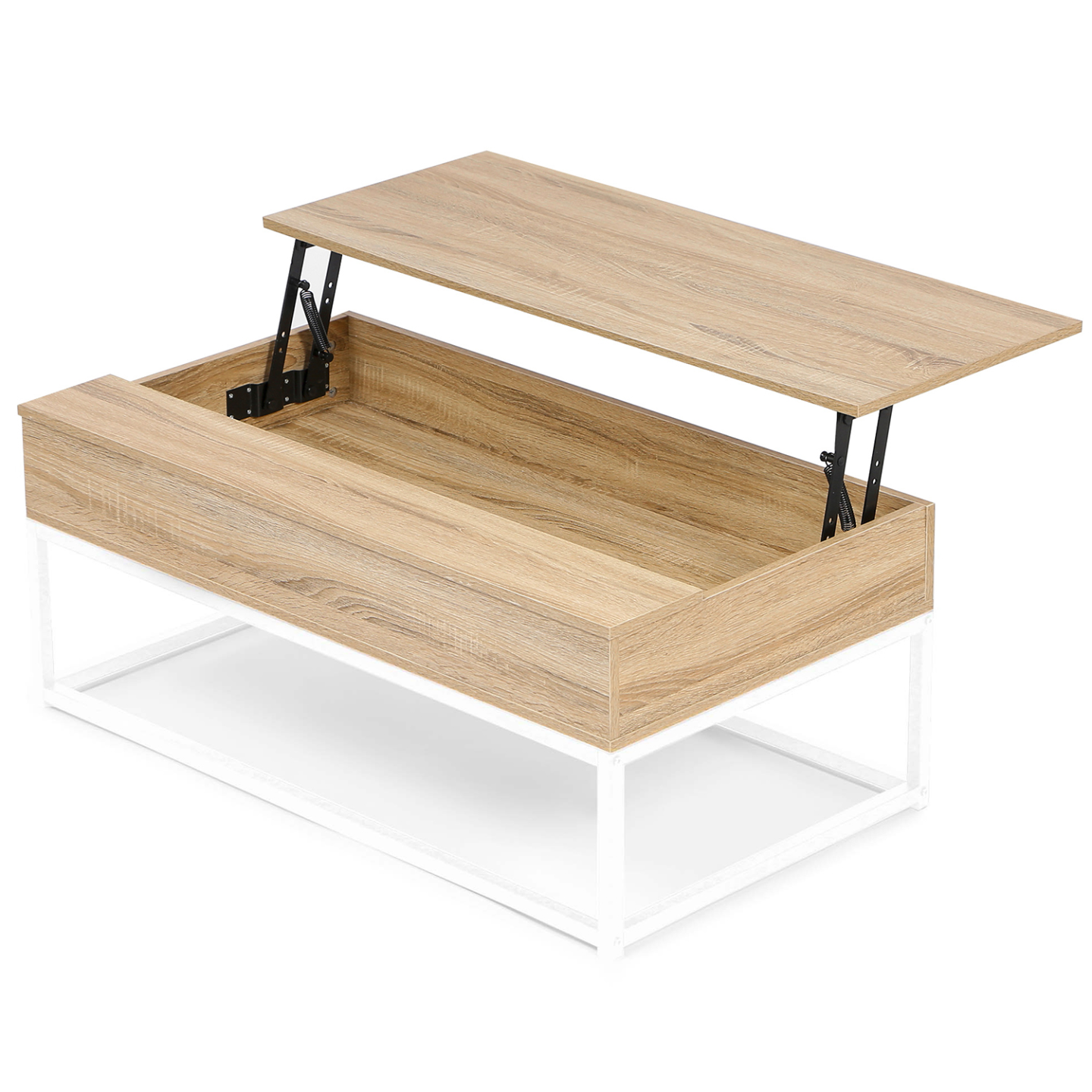 IDMarket - Tavolino DETROIT de design industriale legno e metallo bianco