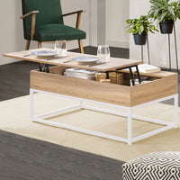IDMarket - Tavolino DETROIT de design industriale legno e metallo bianco