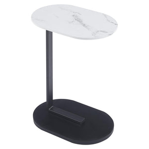 Tavolino Goran 45x30x58cm Bianco Marmo Gambe Nere