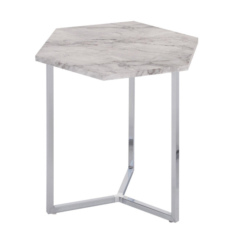 Tavolino Hexa Bianco+cromato 48x41x46