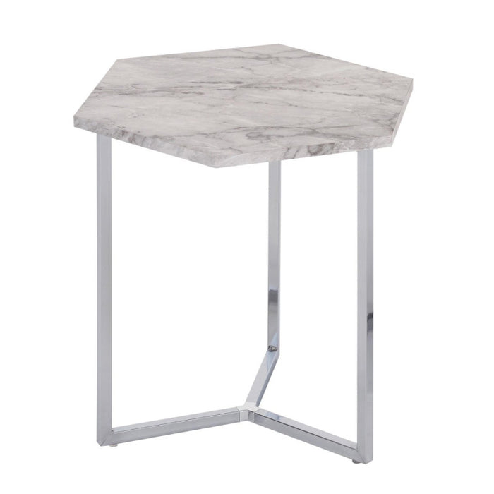 Tavolino Hexa Bianco+cromato 48x41x46