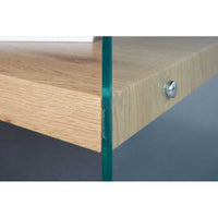 Tavolino Inter Link con gambe in vetro temperato e piano color quercia