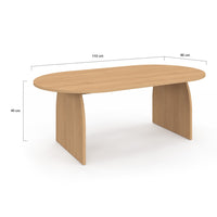 IDMarket - Tavolino japandi ovale EDITH 110 cm in legno effetto faggio
