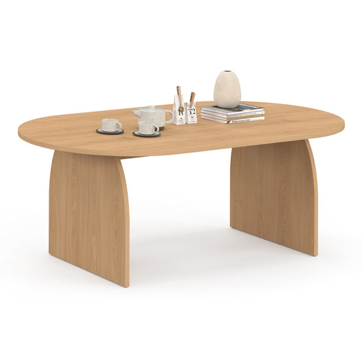 IDMarket - Tavolino japandi ovale EDITH 110 cm in legno effetto faggio
