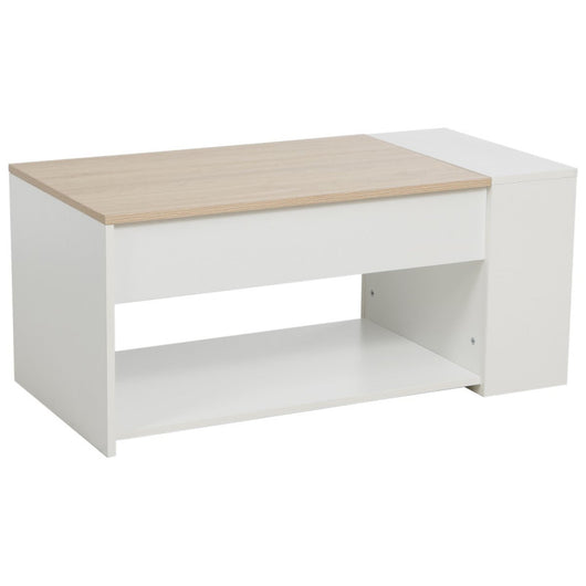 Tavolino Jasmine 100x50x45cm Colore Bianco Legno E Top Naturale