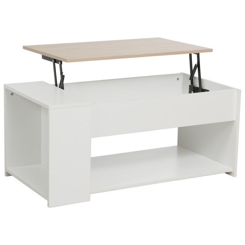 Tavolino Jasmine 100x50x45cm Colore Bianco Legno E Top Naturale