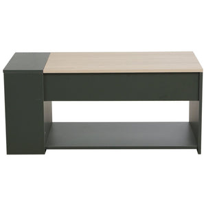 Tavolino Jasmine 100x50x45cm Colore Verde Scuro E Top Naturale