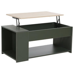 Tavolino Jasmine 100x50x45cm Colore Verde Scuro E Top Naturale