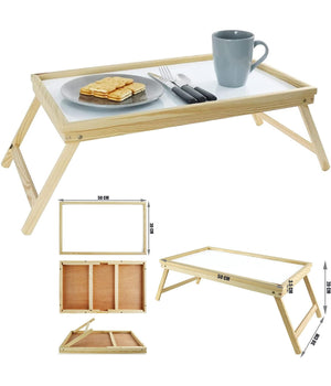 Tavolino Legno Colazione Letto Pieghevole Tavolo Lettura Multiuso Notebook         