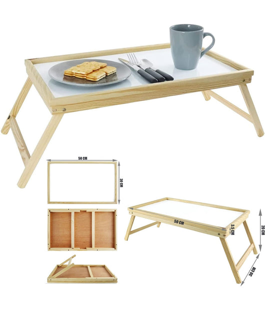 Tavolino Legno Colazione Letto Pieghevole Tavolo Lettura Multiuso Notebook         