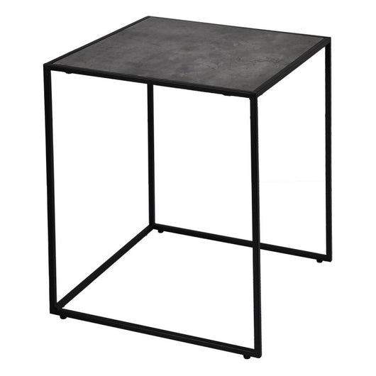 Tavolino Marika In Metallo+mdf+pvc 40x40x48 Cm Nero+cemento