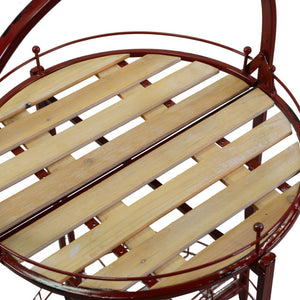 Tavolino metallo con ruote richiudibilerosso tondo cm ø49h67/98