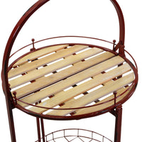 Tavolino metallo con ruote richiudibilerosso tondo cm ø49h67/98