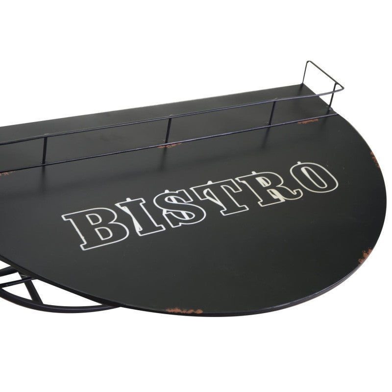 Tavolino metallo da muro con mensola nero cm 70x47h40
