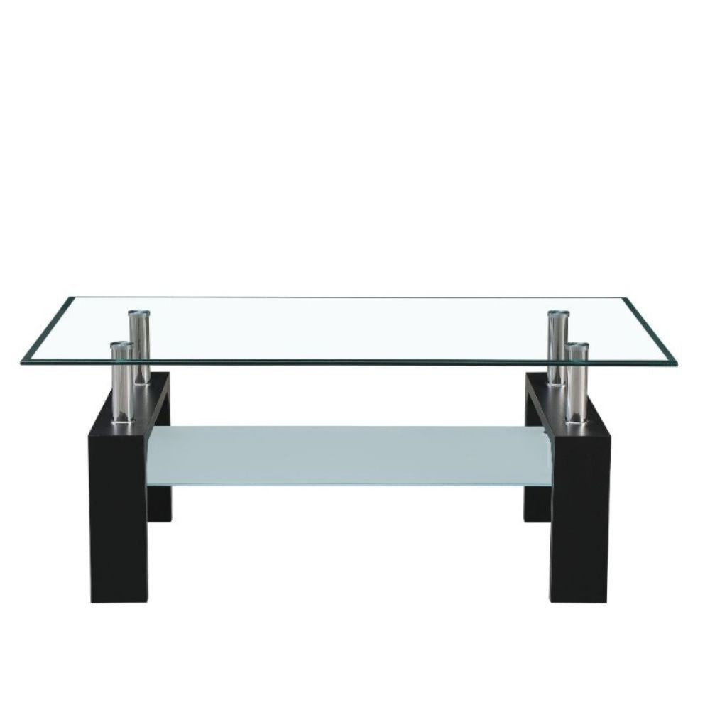 Tavolino nero con due ripiani in vetro Titania 110x60x44h