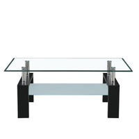 Tavolino nero con due ripiani in vetro Titania 110x60x44h