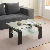 Tavolino nero con due ripiani in vetro Titania 110x60x45H