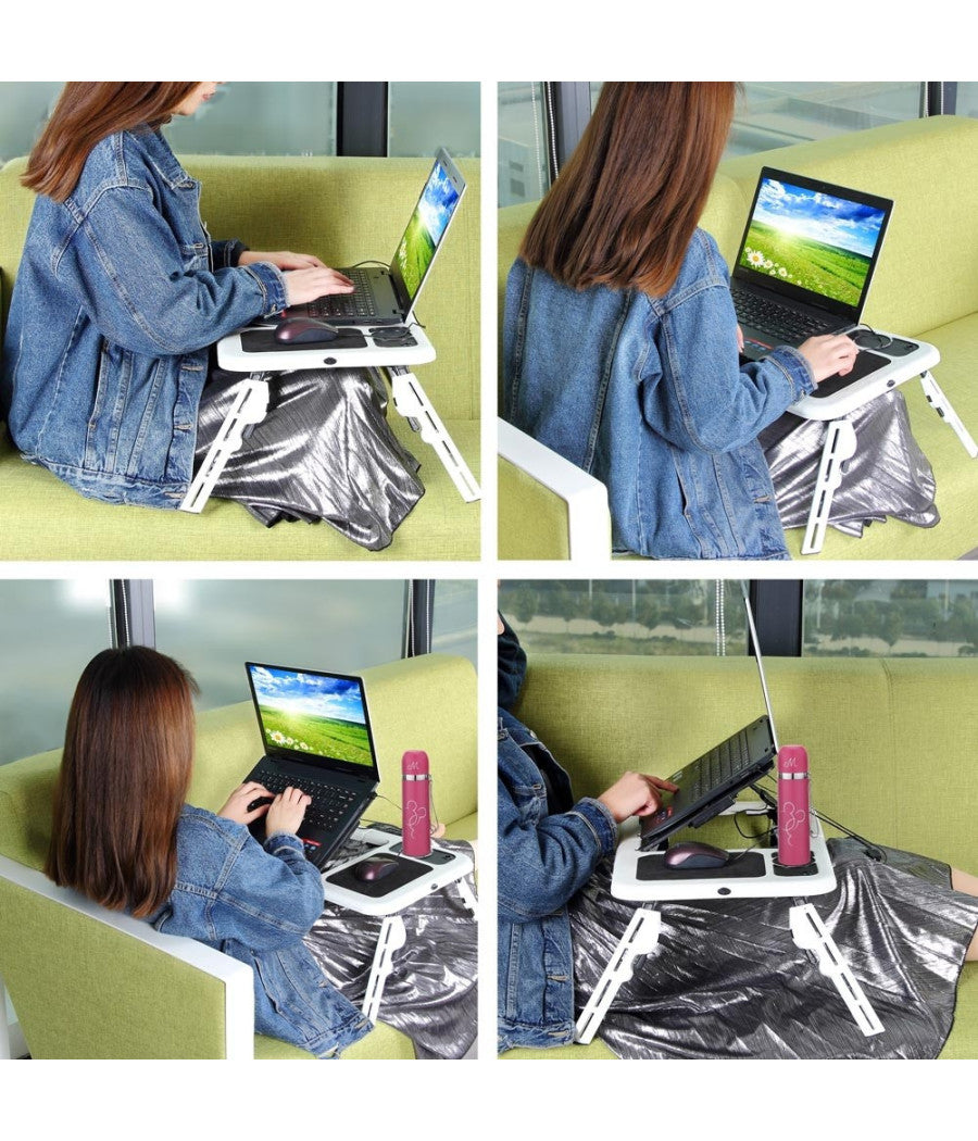 Tavolino Pc Supporto Pieghevole Notebook Computer Tavolo Base Con Ventole         