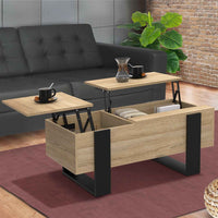 IDMarket - Tavolino PHOENIX in legno e nero con 2 piani sollevabili