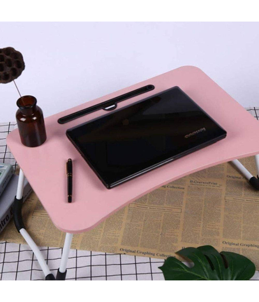 Tavolino Pieghevole Rosa Supporto Per Computer Portatile Laptop Salvaspazio Casa         