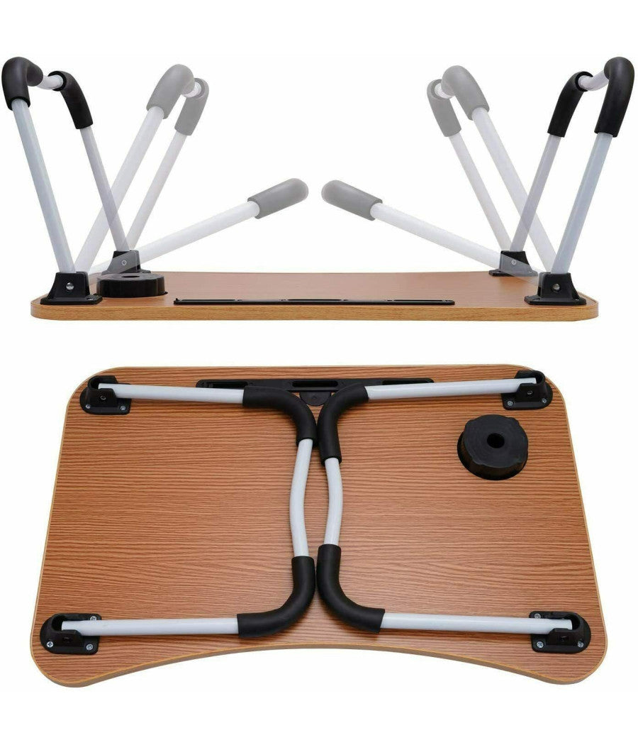 Tavolino Pieghevole Vassoio Scrivania 60x40x28 Cm Tavolo Per Computer Portatile         