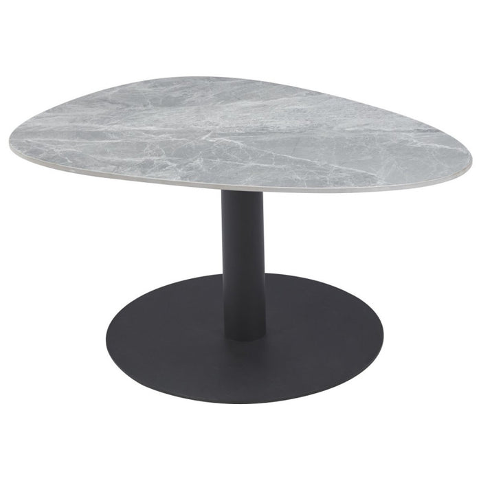 Tavolino Plectrum 80x60x40cm Grigio Marmorizzato E Base Nera