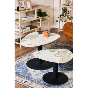 Tavolino Plectrum 80x60x40cm Marrone Marmorizzato E Base Nera