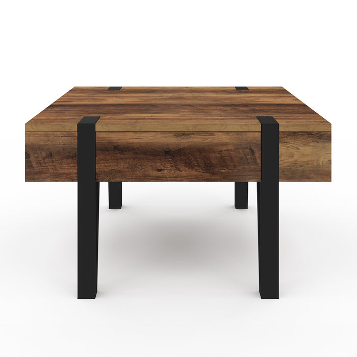 IDMarket - Tavolino quadrato AUSTRIA con 1 cassetto in legno e base a perno