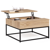 IDMarket - Tavolino quadrato con piano sollevabile DETROIT design industriale