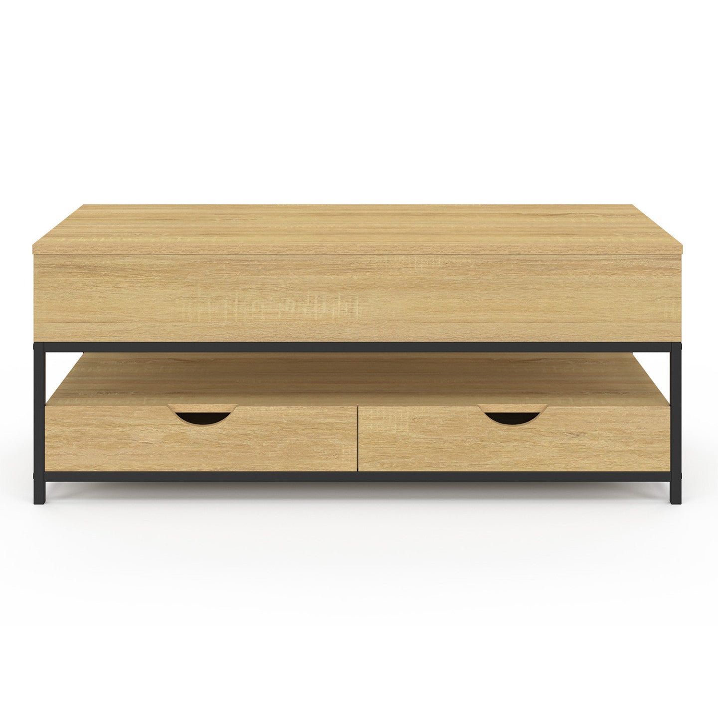 IDMarket - Tavolino rettangolare alzabile DETROIT con 2 cassetti dal design industriale