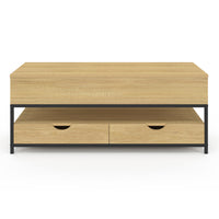 IDMarket - Tavolino rettangolare alzabile DETROIT con 2 cassetti dal design industriale