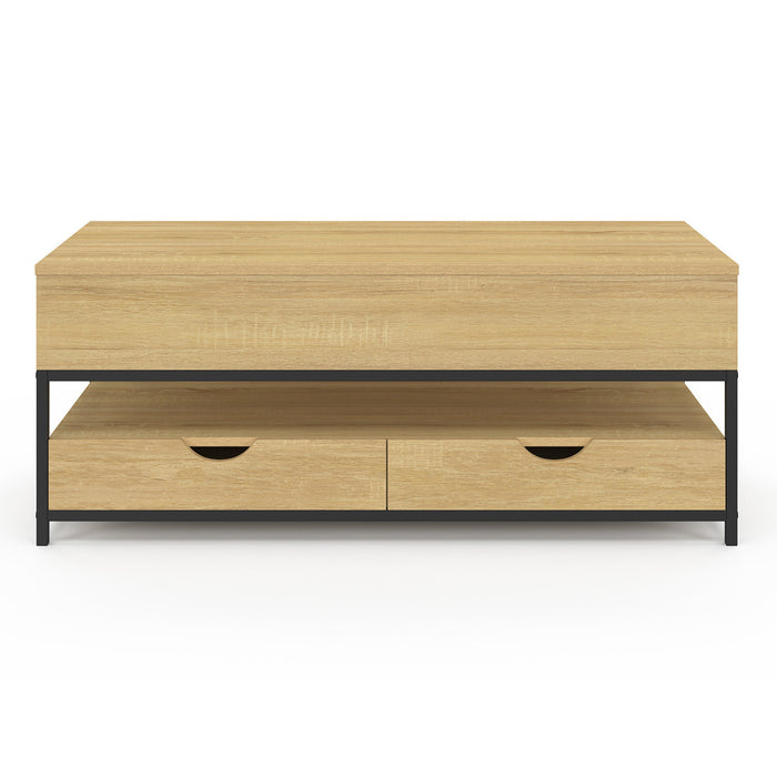 IDMarket - Tavolino rettangolare alzabile DETROIT con 2 cassetti dal design industriale