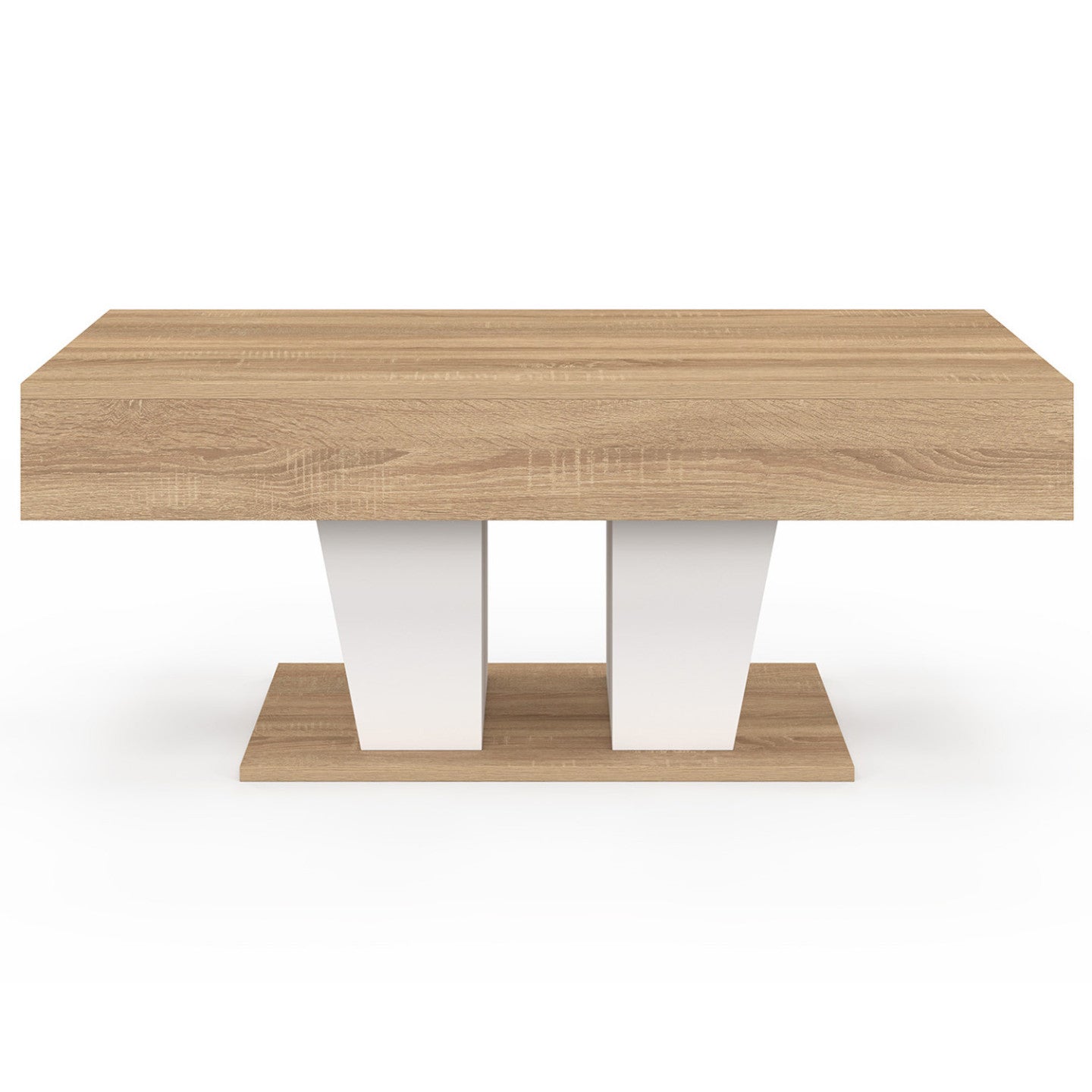 IDMarket - Tavolino rettangolare alzabile in legno e bianco ELIAD