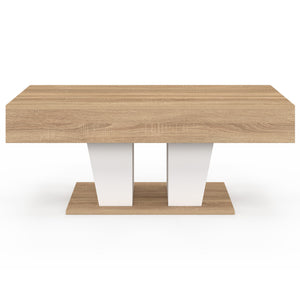 IDMarket - Tavolino rettangolare alzabile in legno e bianco ELIAD