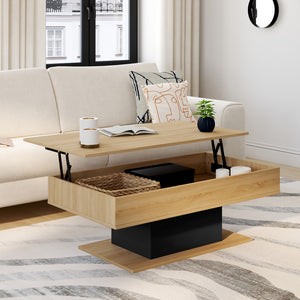 IDMarket - Tavolino rettangolare alzabile in legno e nero EDEN