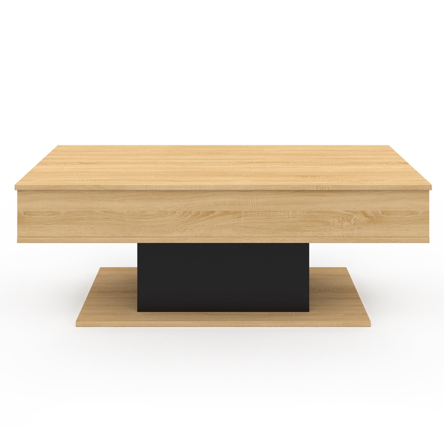 IDMarket - Tavolino rettangolare alzabile in legno e nero EDEN