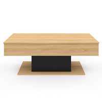 IDMarket - Tavolino rettangolare alzabile in legno e nero EDEN