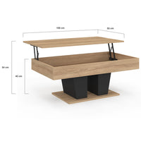 IDMarket - Tavolino rettangolare alzabile in legno e nero ELIAD