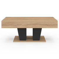 IDMarket - Tavolino rettangolare alzabile in legno e nero ELIAD