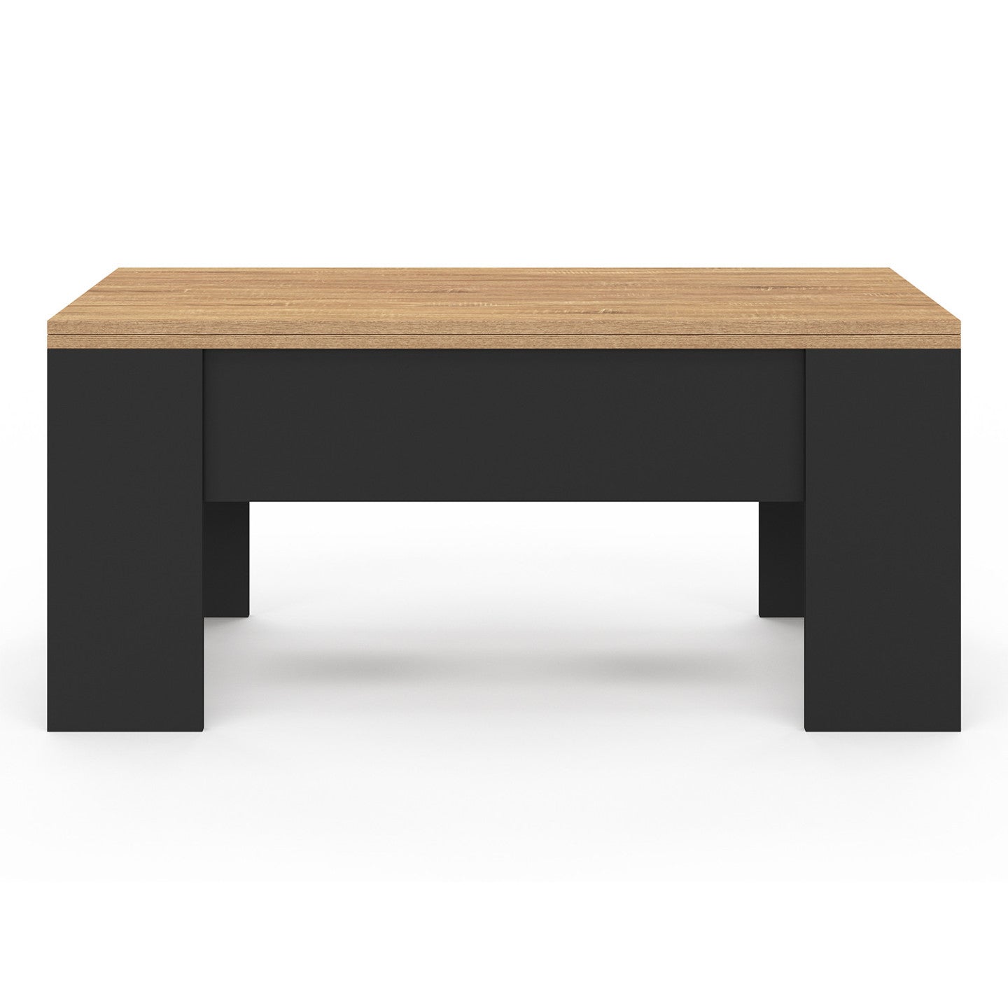 IDMarket - Tavolino rettangolare alzabile TARA in legno nero e finto faggio
