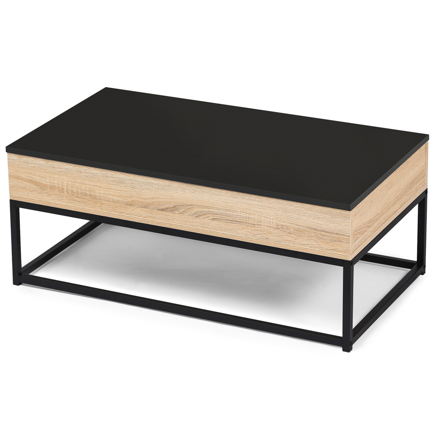 IDMarket - Tavolino rettangolare con piano sollevabile BOSTON 100 cm legno piano nero design industriale