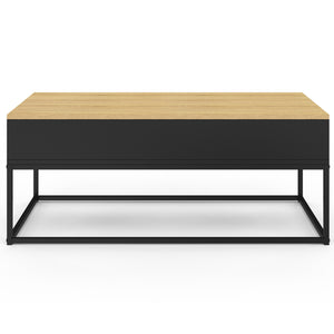 IDMarket - Tavolino rettangolare con piano sollevabile BOSTON 100 cm nero design industriale piano in legno