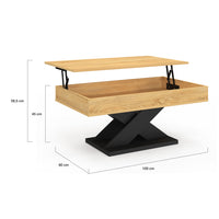 IDMarket - Tavolino rettangolare con piano sollevabile in legno ALICIA e base nera